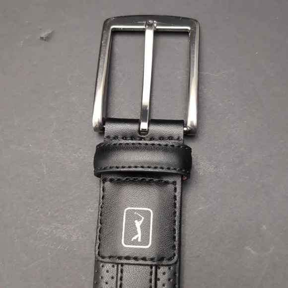 PGA Tour Men's Black Bonded/Ooze Leather Dress Belt,30/75. - Picture 2 of 9